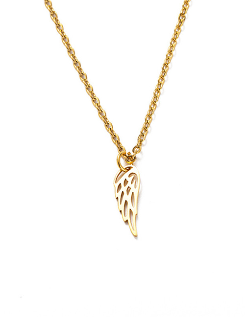 Fashion Dream Wings Golden Titanium Steel Fully Polished Laser Cut Wing Necklace
