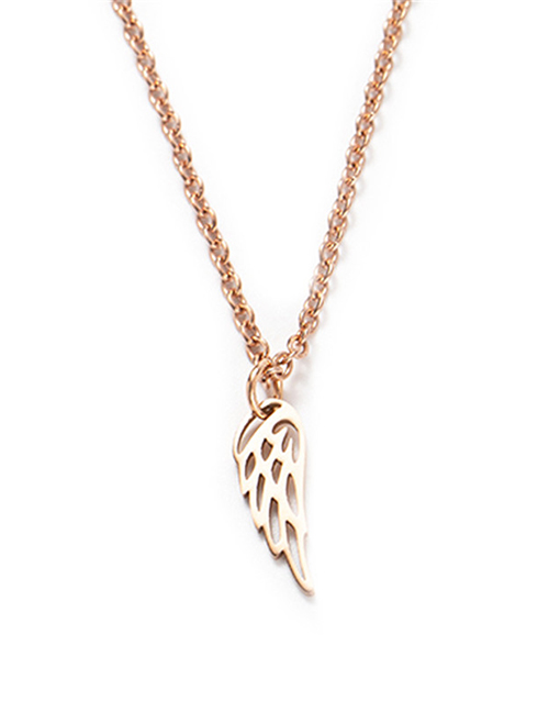 Fashion Dream Wings Rose Gold Titanium Steel Fully Polished Laser Cut Wing Necklace