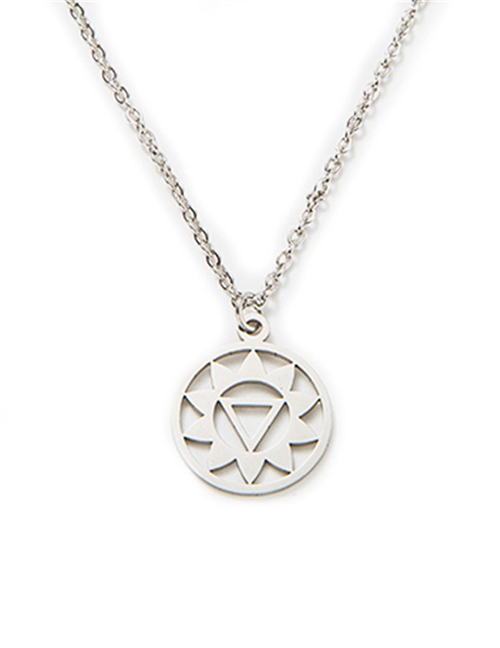 Fashion Gangsa Chakra Seven Triangles Titanium Steel Seven-wheel Lotus Hollow Geometric Necklace