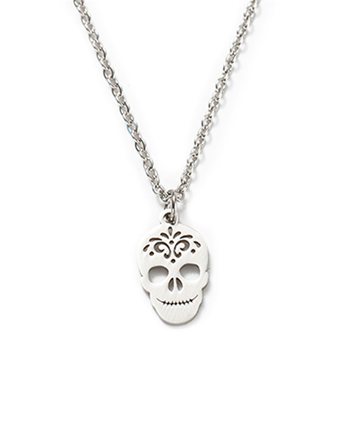 Fashion Rigid Color Skull 1 Halloween Titanium Steel Skull Necklace