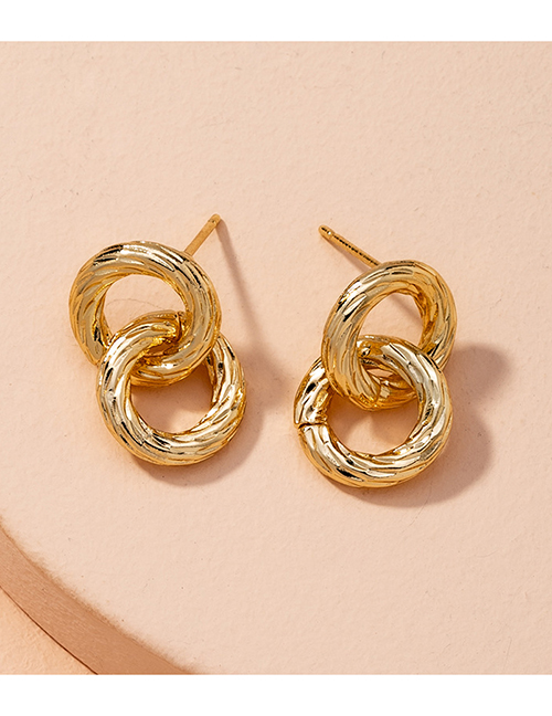 Fashion Golden Twisted Round Alloy Geometric Stud Earrings