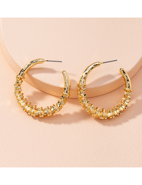 Fashion Golden Geometric Large Hoop Alloy Earrings