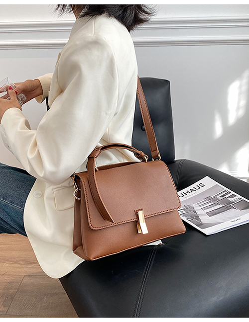 Fashion Brown Large Capacity Single Shoulder Messenger Bag With Lock Flap
