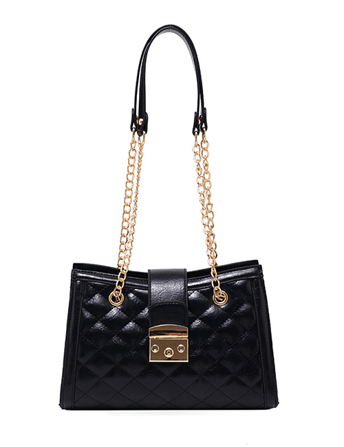 Fashion Black Large-capacity Chain Lock One-shoulder Messenger Bag
