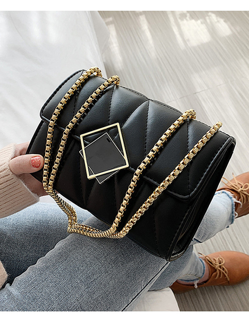 Fashion Black Chain Diamond Shoulder Messenger Bag