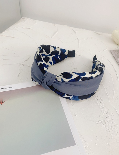 Fashion Blue Leopard Print Broad-brimmed Headband