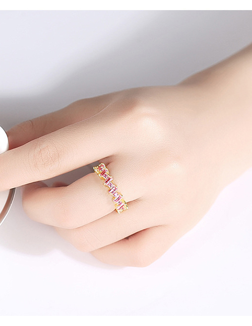 Fashion Gold Color Copper Inlaid Zircon Wave Pattern Ring