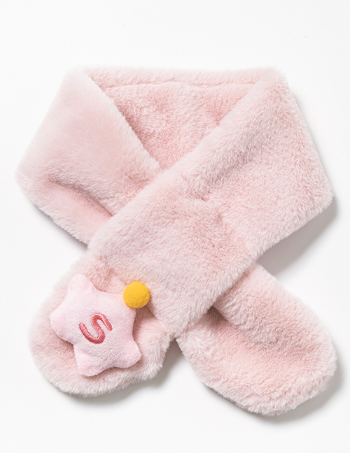 Fashion Star Pink Rex Rabbit Fur Five-pointed Star Animal Thickened Warm Children S Scarf