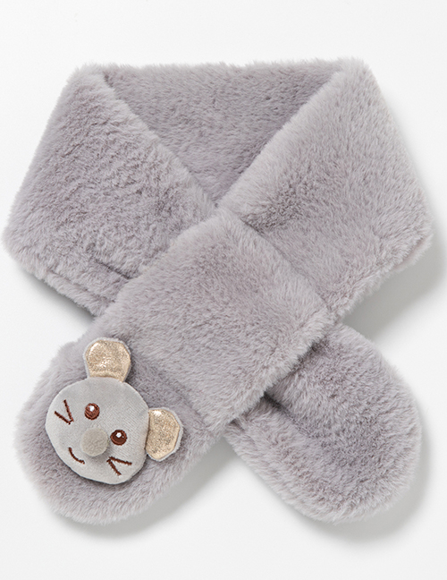 Fashion Mouse Dark Gray Rex Rabbit Fur Five-pointed Star Animal Thickened Warm Children S Scarf