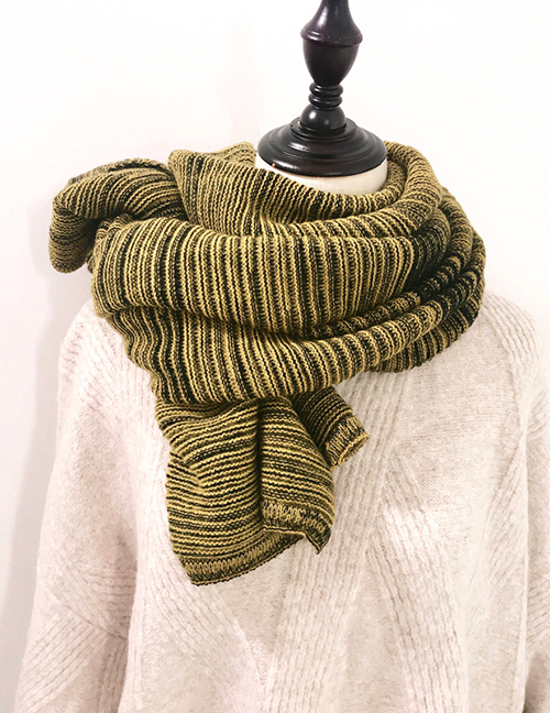 Fashion Turmeric Pure Color Pleated Knitted Wool Scarf