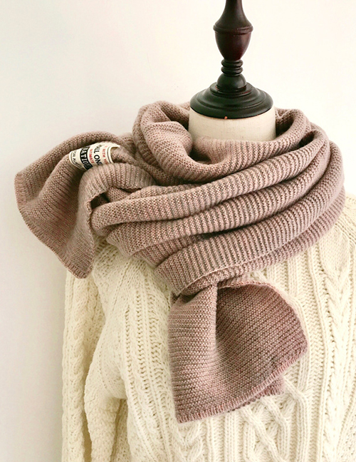 Fashion Meat Meal Pure Color Pleated Knitted Wool Scarf
