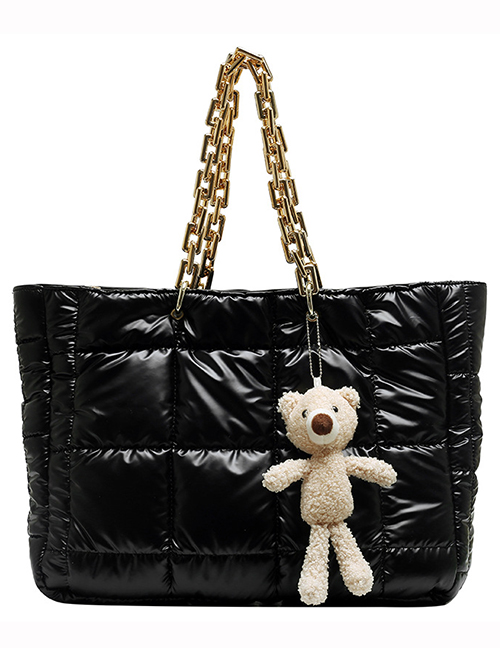 Fashion Black Chain Large Capacity Down Bag Multifunctional Waterproof Shoulder Bag