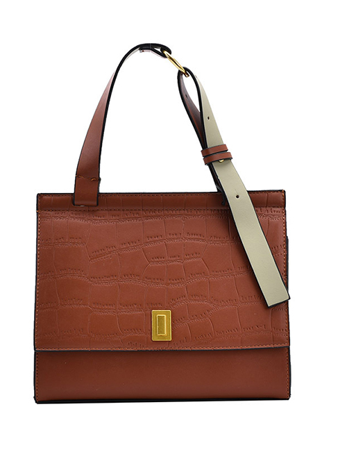 Fashion Yellowish Brown Large Capacity Stone Pattern One-shoulder Messenger Bag