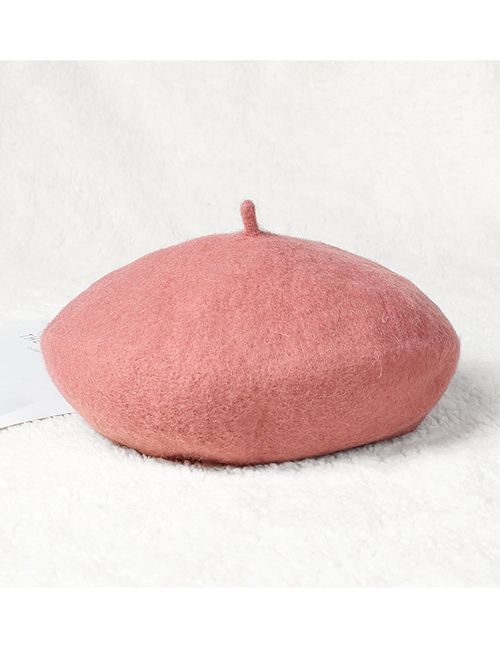 Fashion Skin Red Wool Solid Color Beret