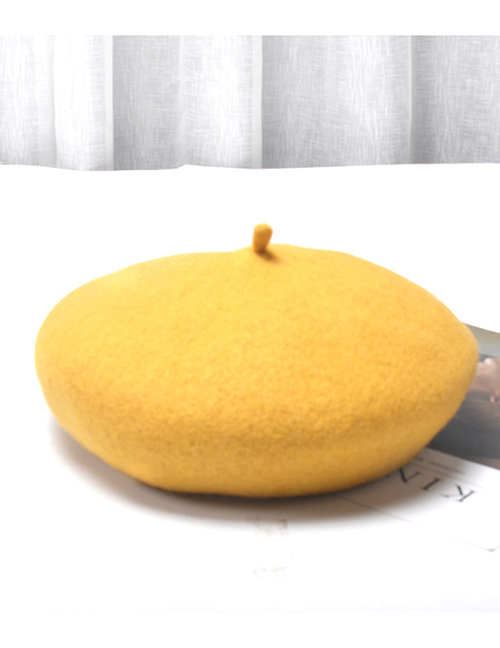 Fashion Turmeric Wool Solid Color Beret