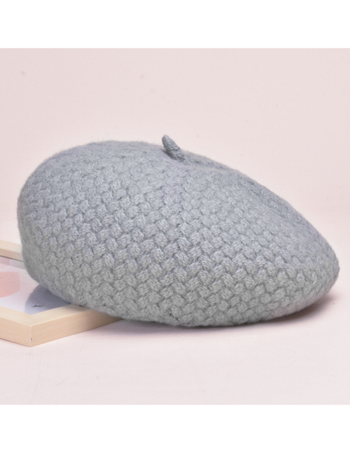Fashion Gray Wool Knitted Solid Color Beret