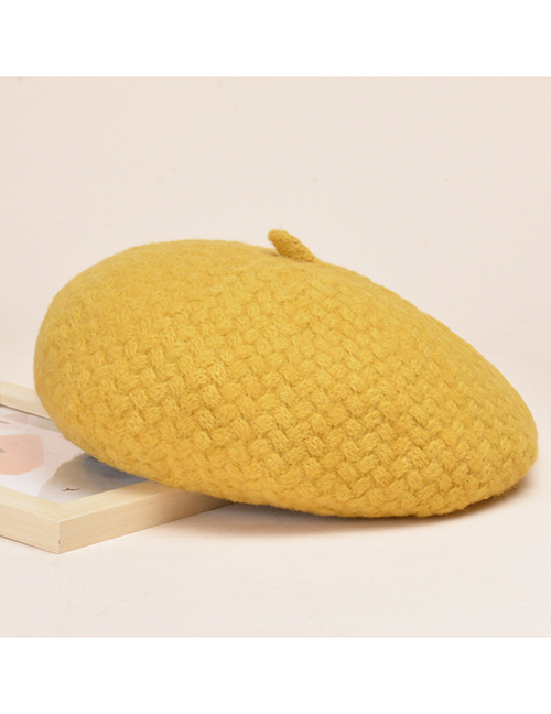 Fashion Turmeric Wool Knitted Solid Color Beret