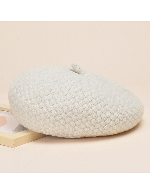 Fashion Beige Wool Knitted Solid Color Beret