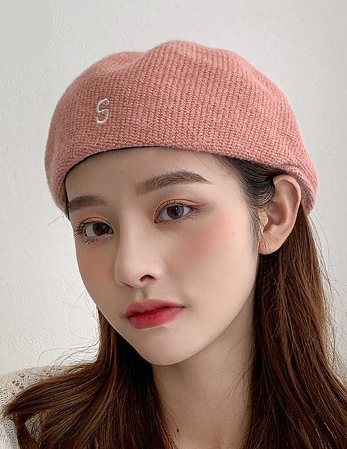 Fashion N Caramel Knitted Letter Embroidery Octagonal Beret