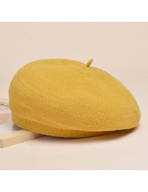 Fashion Turmeric Knitted Solid Color Metallic Beret