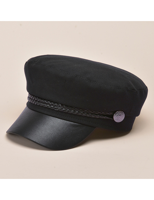 Fashion Black Five-pointed Star Navy Hat With Braided Metal Buckle
