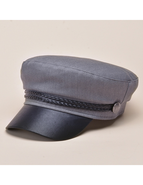 Fashion Gray Five-pointed Star Navy Hat With Braided Metal Buckle