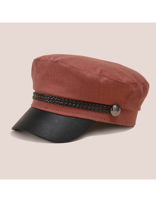 Fashion Wine Red Five-pointed Star Navy Hat With Braided Metal Buckle
