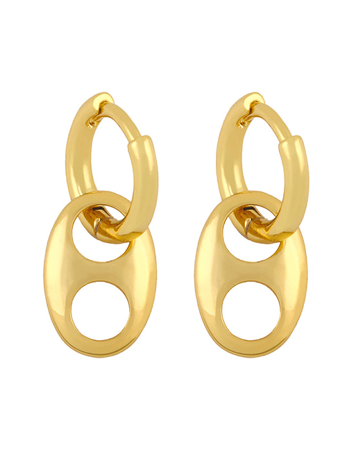 Fashion Oval Geometric Lock Smooth Pig Nose Earrings