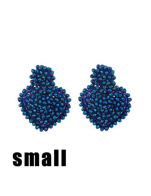Fashion Blue Trumpet Rice Beads Hand-woven Love Earrings