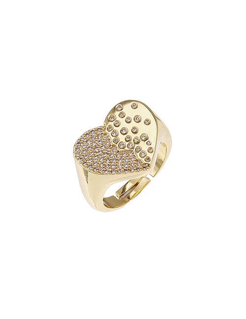 Fashion Gold Color Copper Inlaid Zircon Love Ring