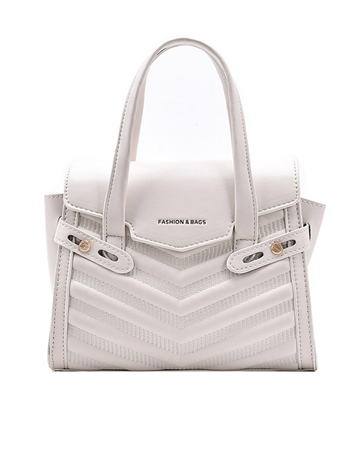 Fashion White Belt Rhombus Gilded Letters One-shoulder Messenger Bag