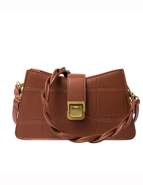Fashion Brown Stone Pattern Lock Shoulder Crossbody Bag