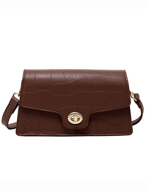 Fashion Coffee Color Spaghetti Shoulder Bag With Stone Pattern