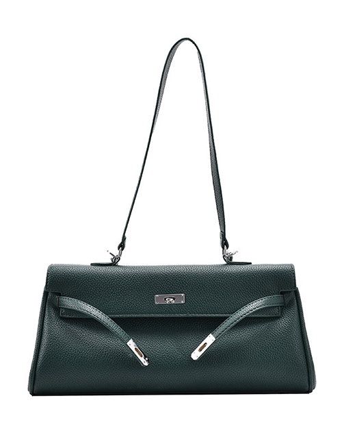 Fashion Green Locking Solid Color Flap One-shoulder Crossbody Bag