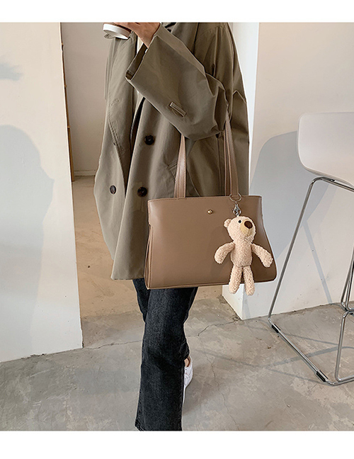Fashion Khaki Bear Doll Solid Color One-shoulder Armpit Bag