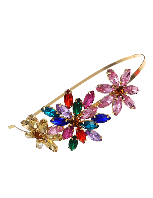 Fashion Color Alloy Diamond Flower Headband