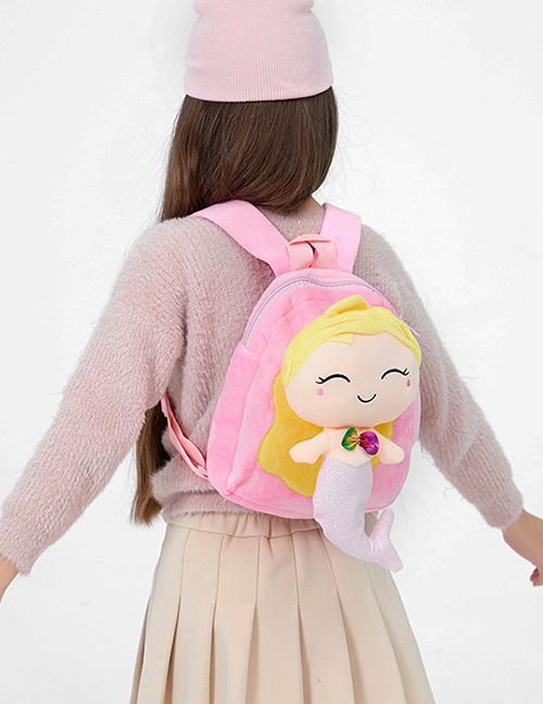 Fashion Light Pink Mermaid Doll Childrens School Bag