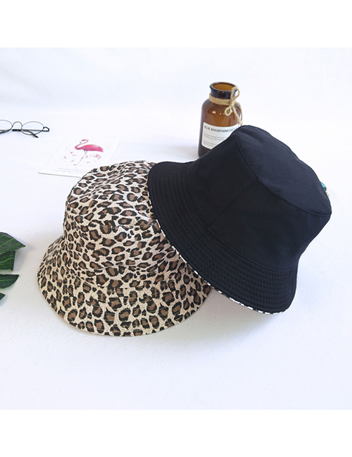 Fashion Beige Leopard Print Double-sided Leopard Print Fisherman Hat