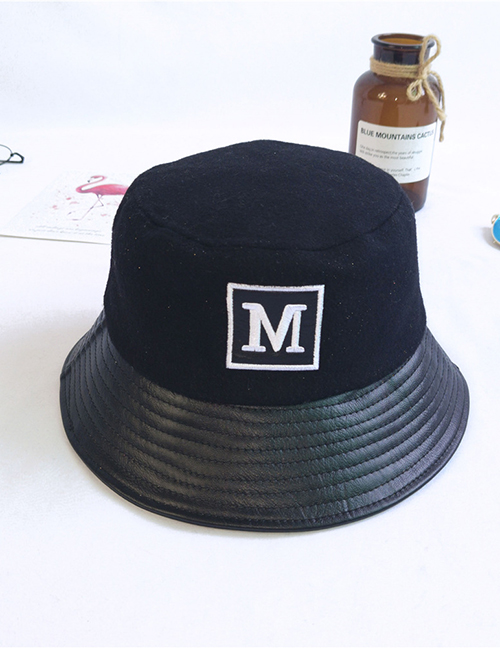 Fashion Black Letter Mark Stitching Contrast Color Fisherman Hat