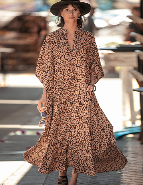 Fashion (leopard Dot Dress) Loose Large Size Striped Polka Dot Leopard Print Cardigan Sun Protection