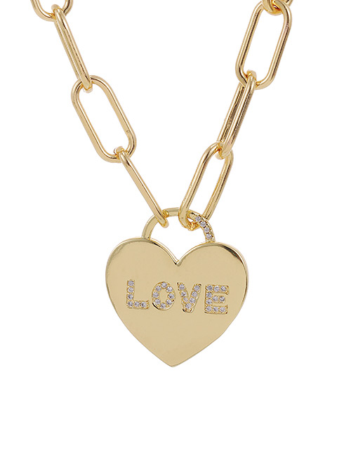 Fashion Gold Color Copper Inlaid Zircon Love Letter Love Necklace