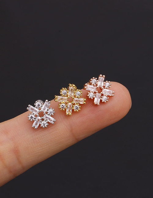 Fashion Cross Rose Gold Stainless Steel Flower Diamond Pearl Butterfly Geometric Earrings