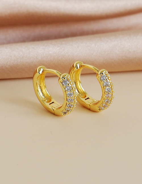 Fashion Gold Color Copper Inlaid Zircon Round Earrings