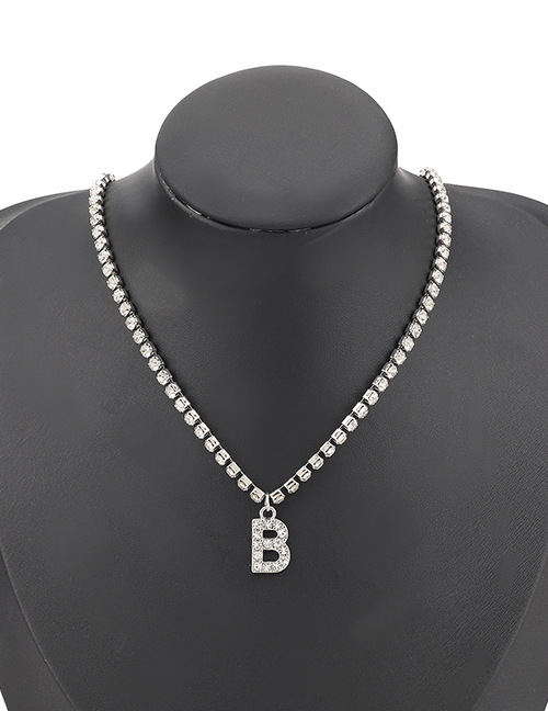 Fashion Silver Color Alloy Diamond Letter Pendant Necklace
