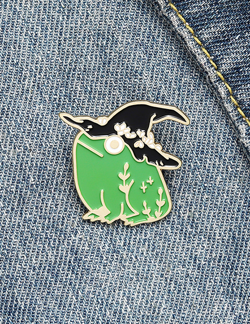 Fashion Green Halloween Wizard Frog Oil Dripping Alloy Brooch