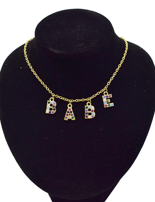 Fashion Babe Letter Diamond Pendant Steel Titanium Necklace