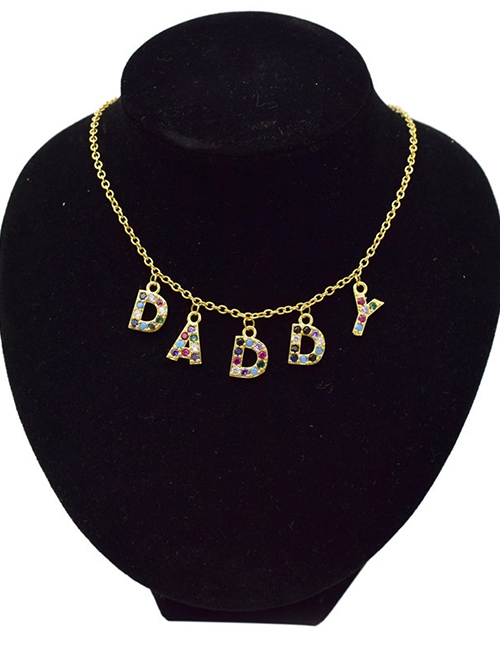 Fashion Daddy Letter Diamond Pendant Steel Titanium Necklace