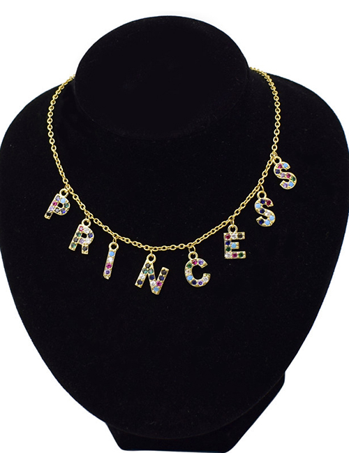 Fashion Princess Letter Diamond Pendant Steel Titanium Necklace