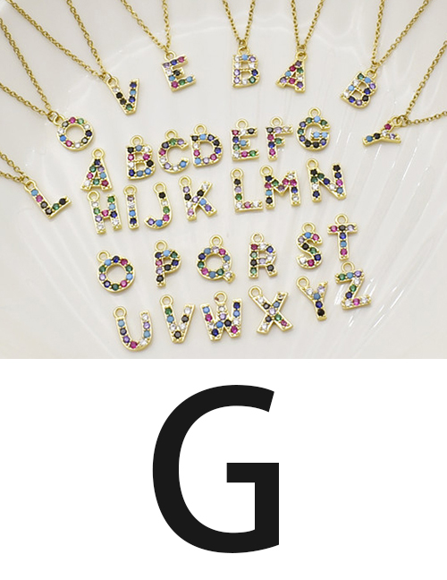 Fashion G Gold Color Letter Diamond Pendant Stainless Steel Necklace