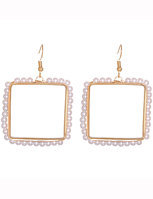 Fashion Square Alloy Imitation Pearl Circle Geometric Earrings